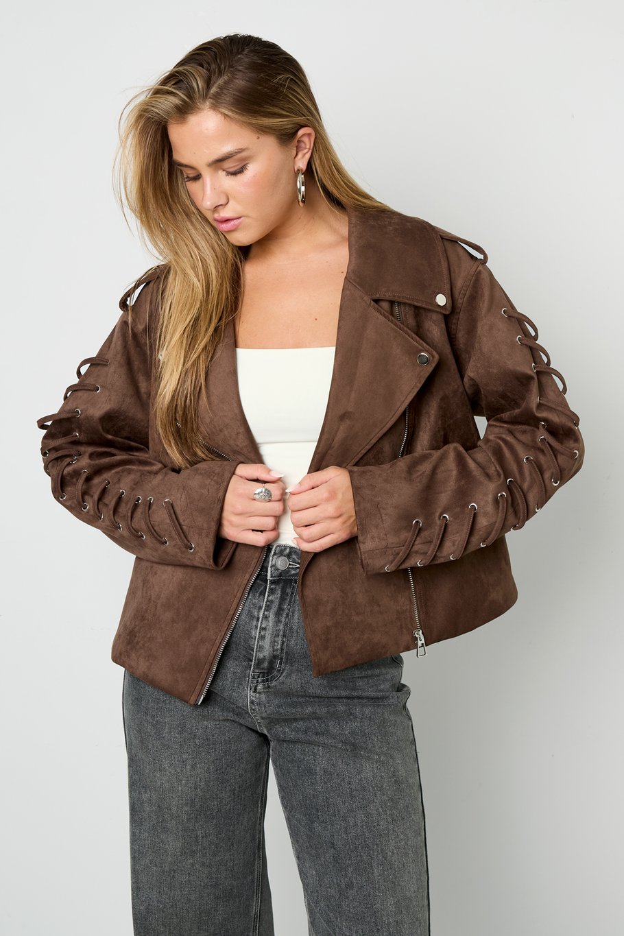 Wildlederjacke mit Schnürung Bild5